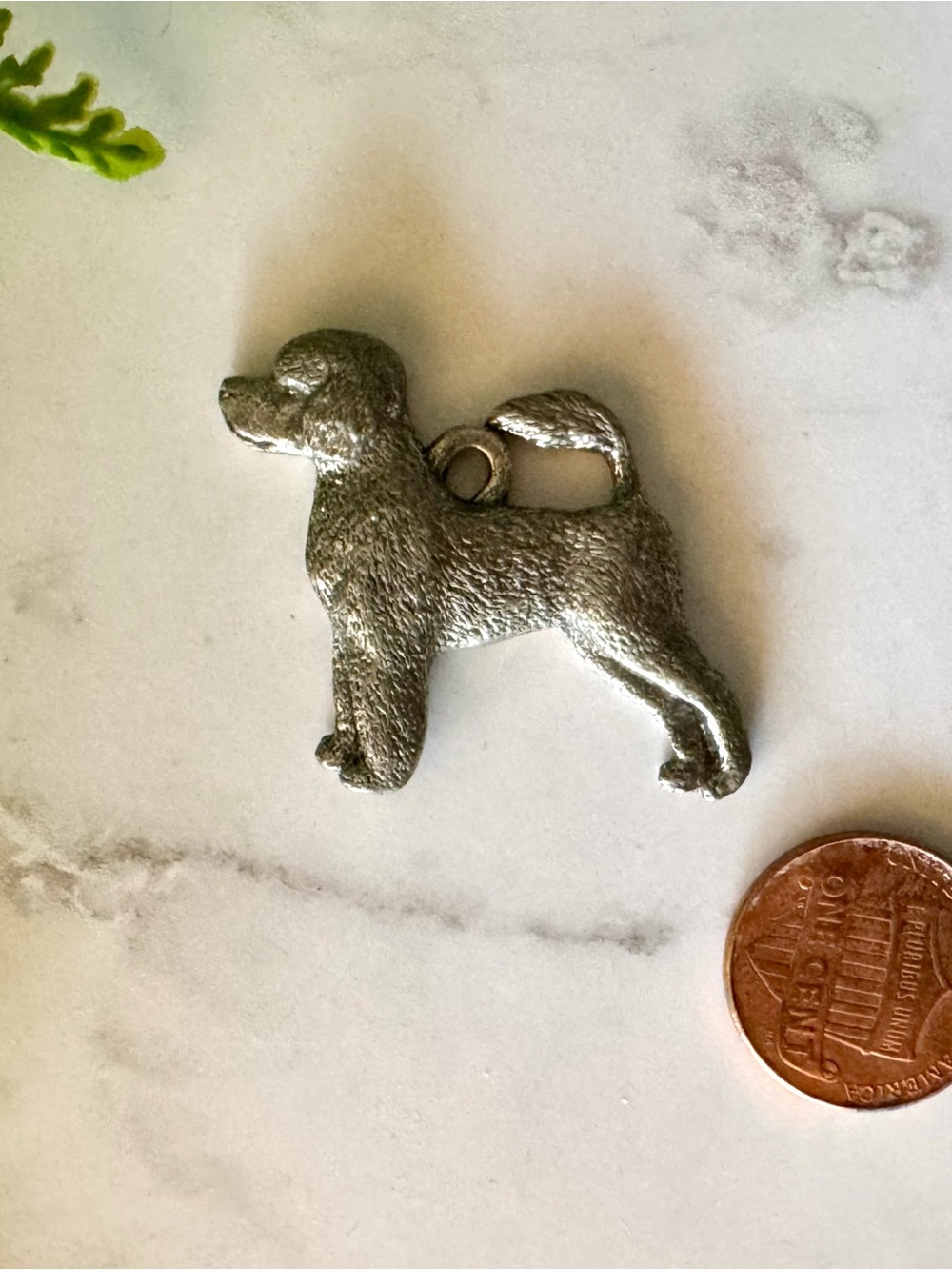 Silver Dog Charm Pendant - Portuguese water dog PWD